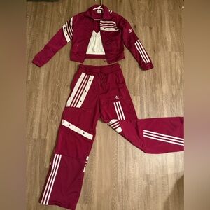 Adidas Burgundy and White Track Set